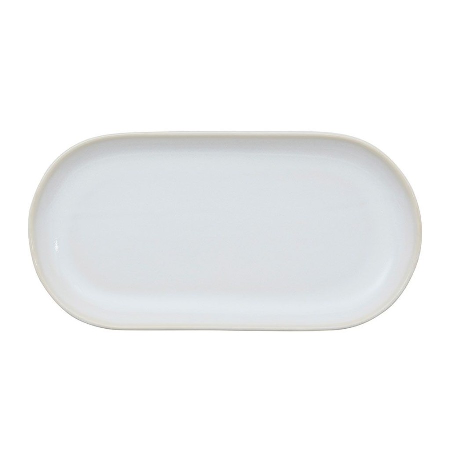 Arts De La Table Fabrique De Styles Plats Et Saladiers | Plat Ovale En Gres Reactif Blanc - Flore