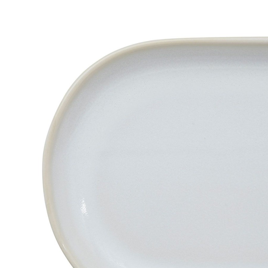 Arts De La Table Fabrique De Styles Plats Et Saladiers | Plat Ovale En Gres Reactif Blanc - Flore