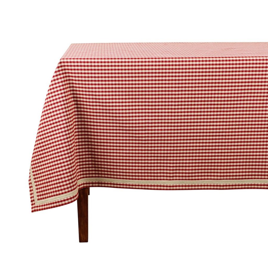 Textiles Fabrique De Styles Nappes | Nappe Rectangulaire Mami Carreau Rouge En Coton