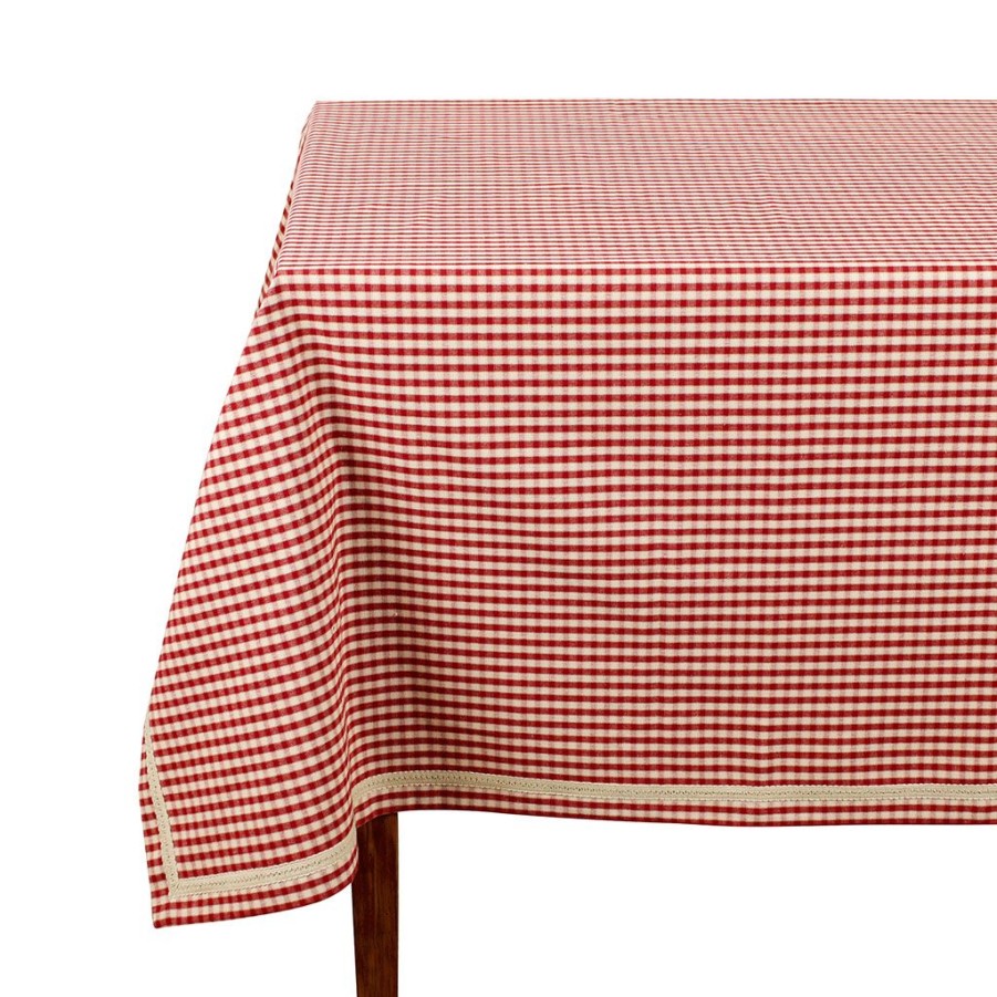 Textiles Fabrique De Styles Nappes | Nappe Rectangulaire Mami Carreau Rouge En Coton