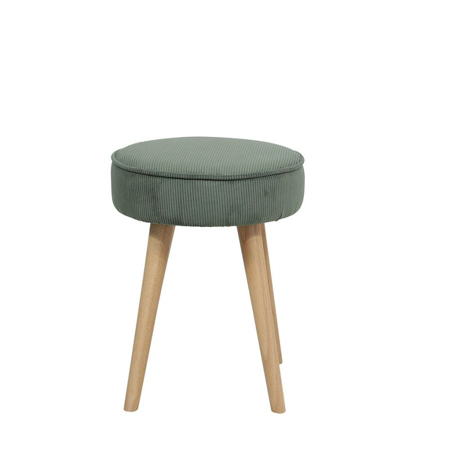 Meubles Fabrique De Styles Poufs Et Tabourets | Pouf En Tissu Velours Kaki - Popy