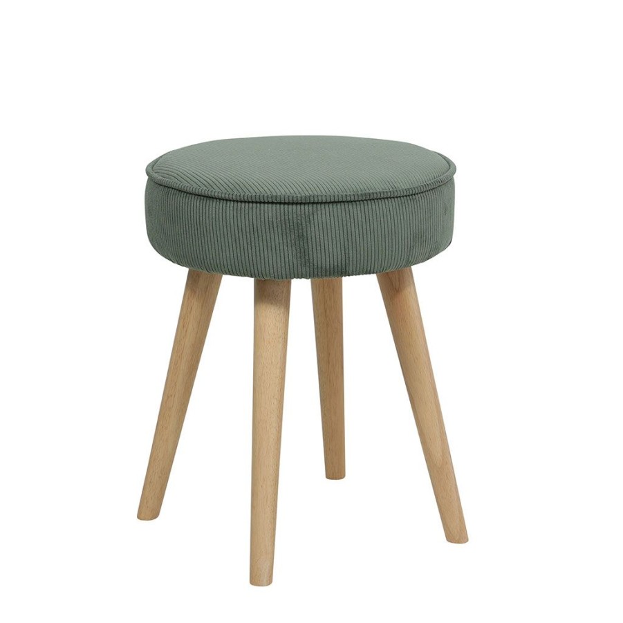 Meubles Fabrique De Styles Poufs Et Tabourets | Pouf En Tissu Velours Kaki - Popy