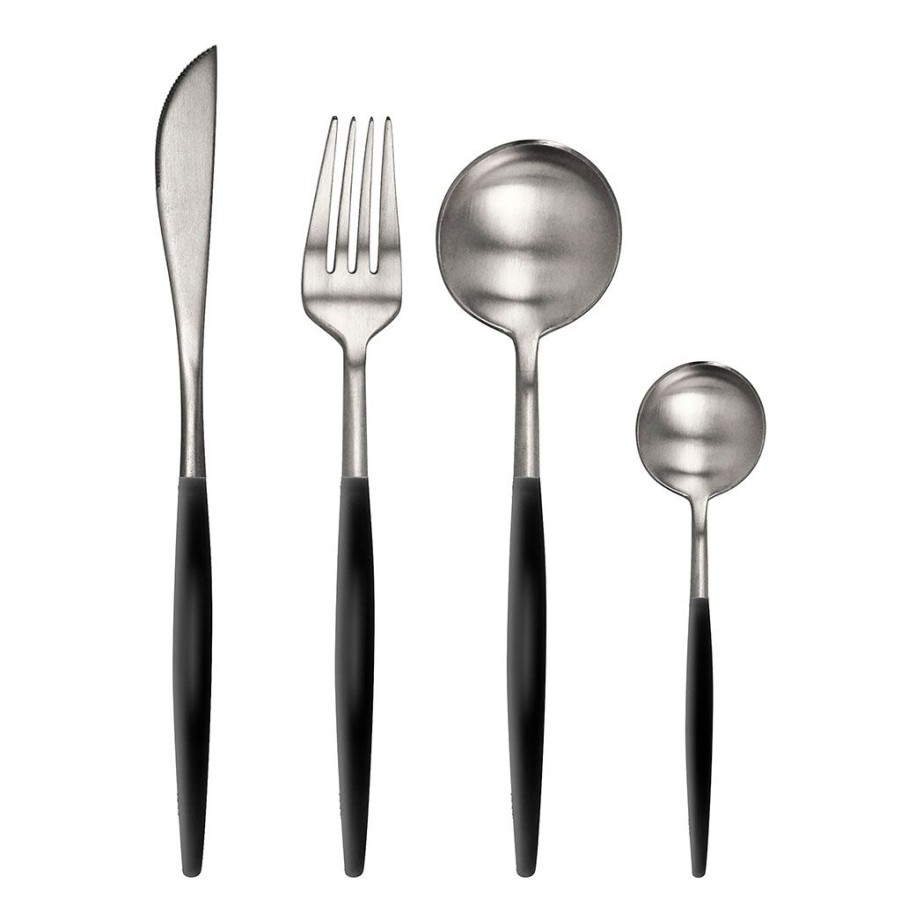 Arts De La Table Fabrique De Styles Menageres | Menagere 16 Pieces En Inox Et Noir - Mazarin