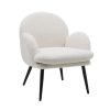 Meubles Fabrique De Styles Fauteuils | Fauteuil En Tissu Effet Laine Bouclette Blanc - Oria