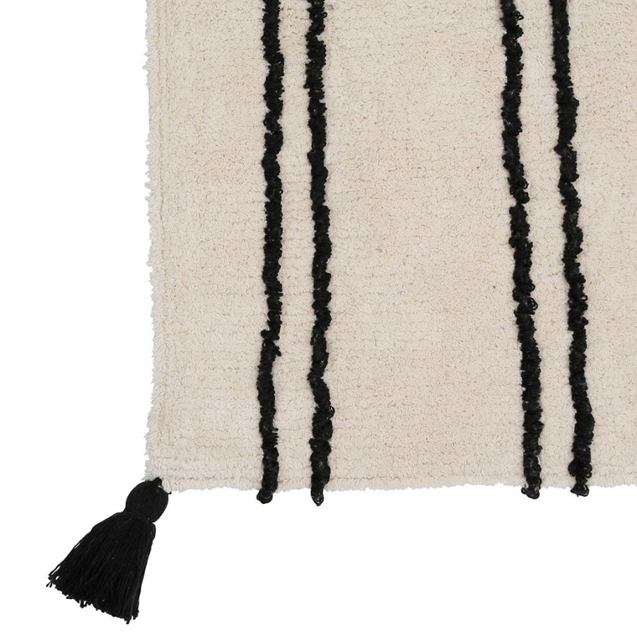 Deco Fabrique De Styles | Tapis Tufte En Coton Creme Et Noir 120X70Cm - Ligne