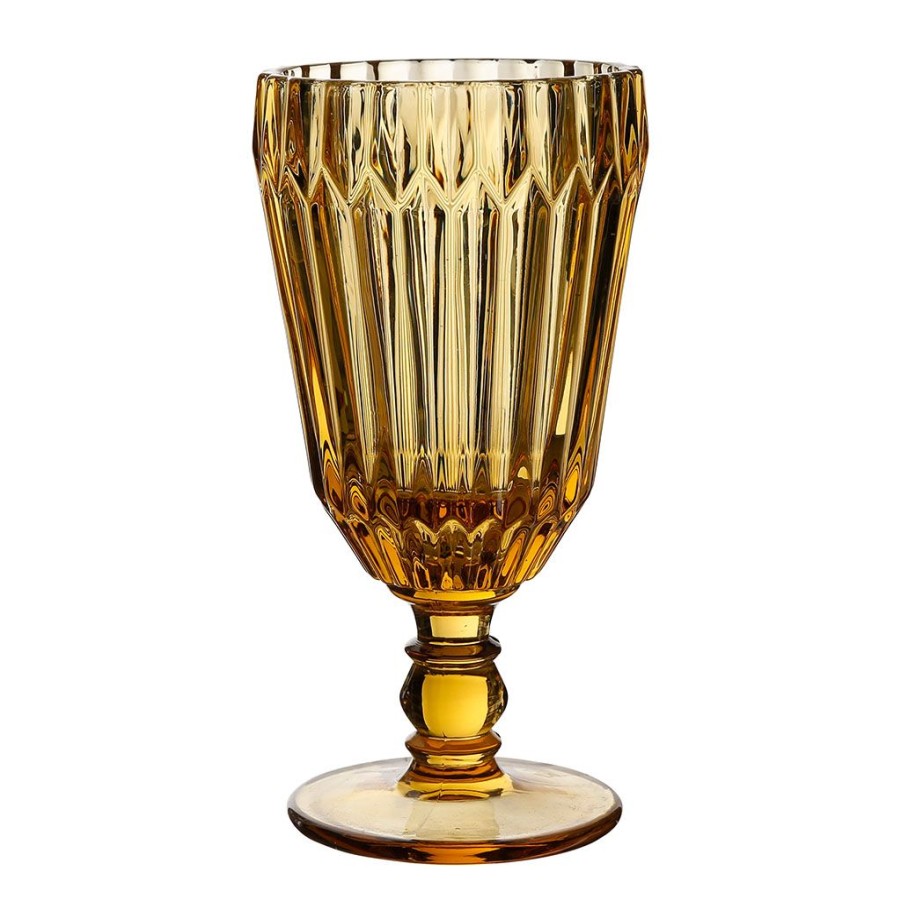 Arts De La Table Fabrique De Styles Verres A Vin | Verre A Pied Fleuria Jaune En Verre