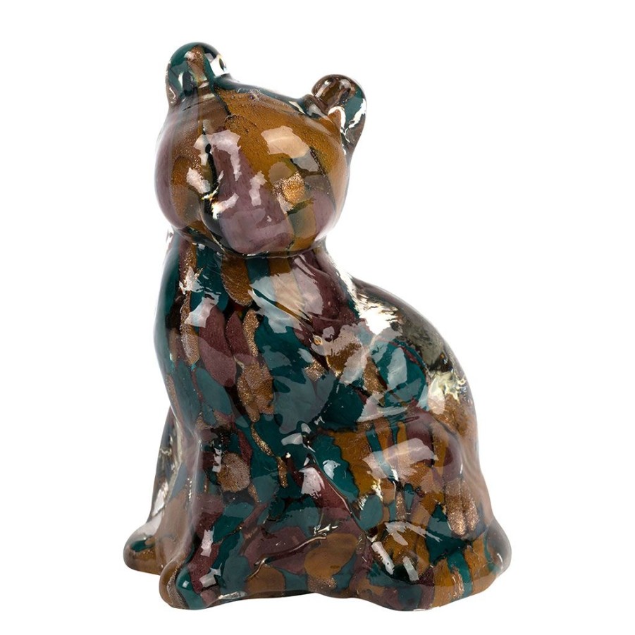 Deco Fabrique De Styles Petits Objets Deco | Deco Chat En Verre Multicolore - Felin