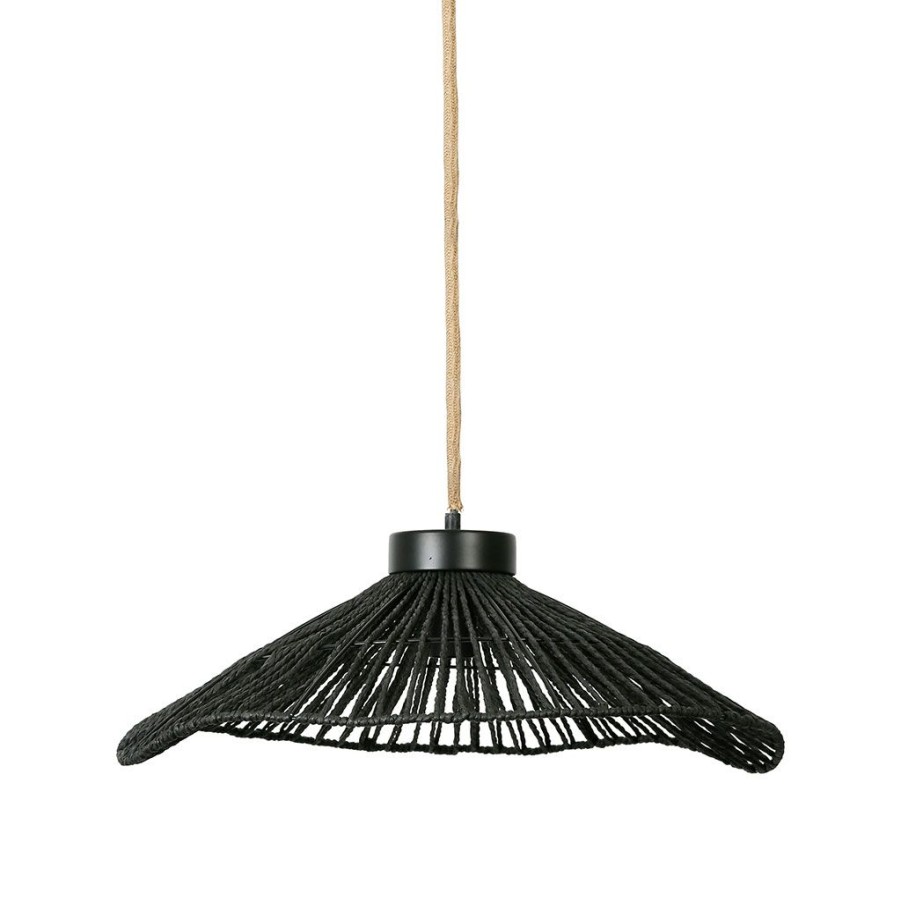 Luminaires Fabrique De Styles | Suspension En Corde De Papier Et Fer D50Cm Noir - Calyp