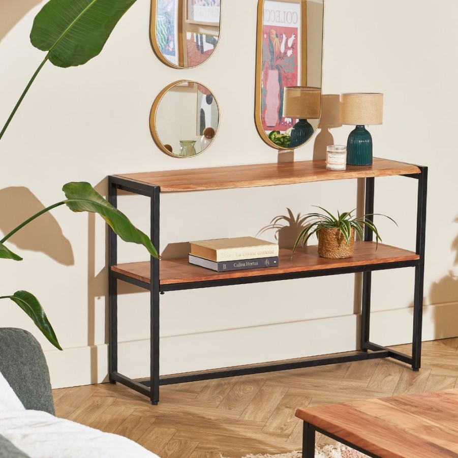 Meubles Fabrique De Styles Consoles | Console En Acacia Et Pieds En Fer Noir - Brooklyn