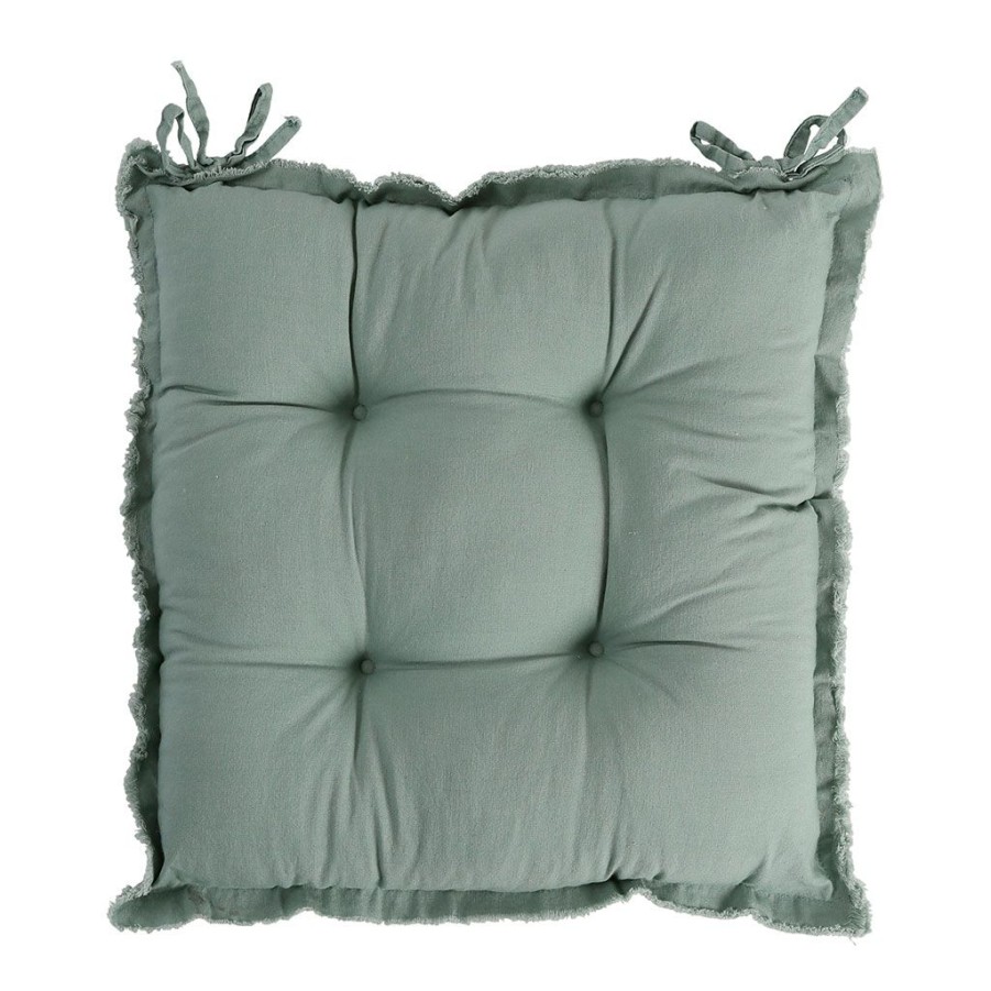 Textiles Fabrique De Styles | Galette De Chaise Carree Nalia Vert D'Eau 38X38X9Cm Coton 180G/M2