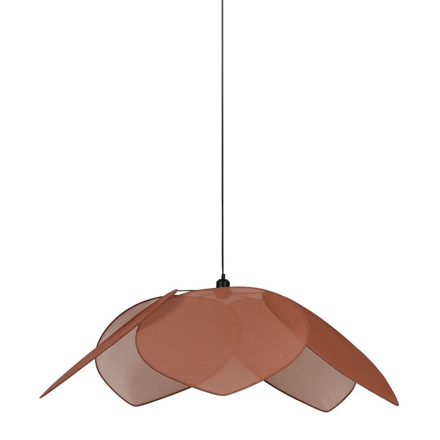 Luminaires Fabrique De Styles | Suspension Japandi En Lin D110Cm Brun