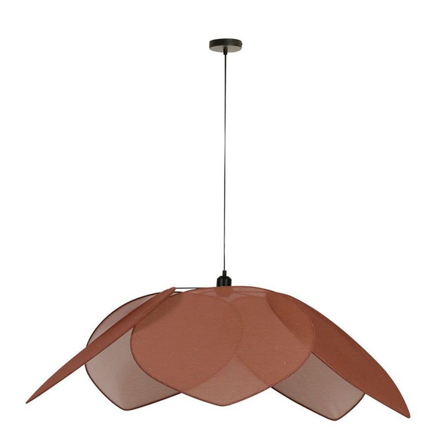 Luminaires Fabrique De Styles | Suspension Japandi En Lin D110Cm Brun