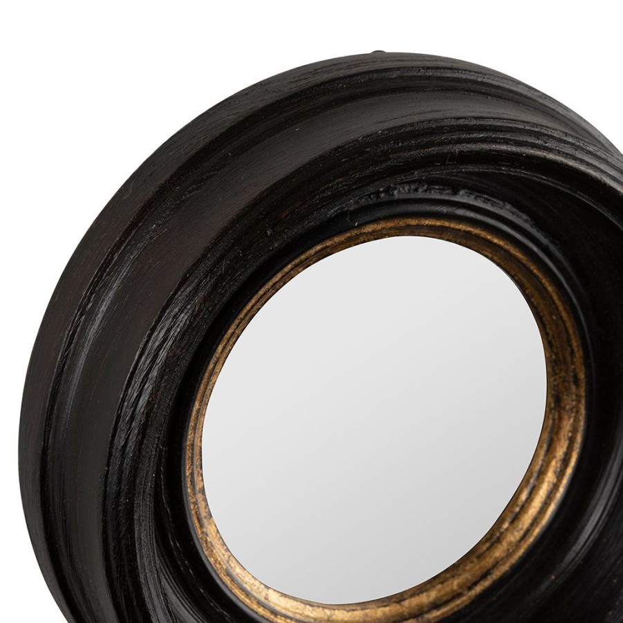 Deco Fabrique De Styles | Miroir Rond Oeil De Sorciere Noir Et Dore D16Cm - Aureol