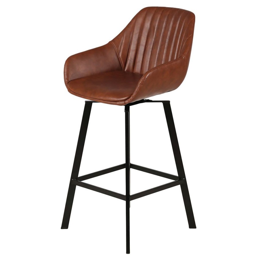 Meubles Fabrique De Styles Tabourets Et Chaises De Bar | Chaise De Bar Pivotante Effet Cuir Marron - Moss