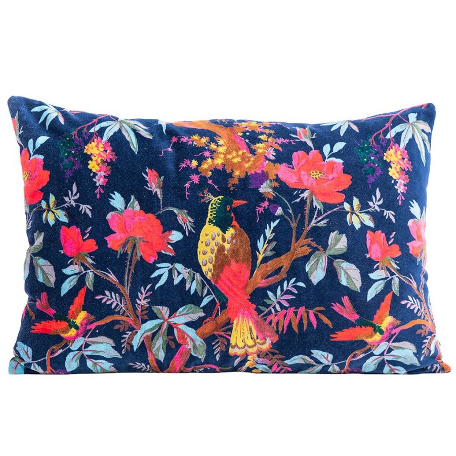 Textiles Fabrique De Styles | Coussin En Velours Et Coton Bleu Denim 40X60Cm - Birdy