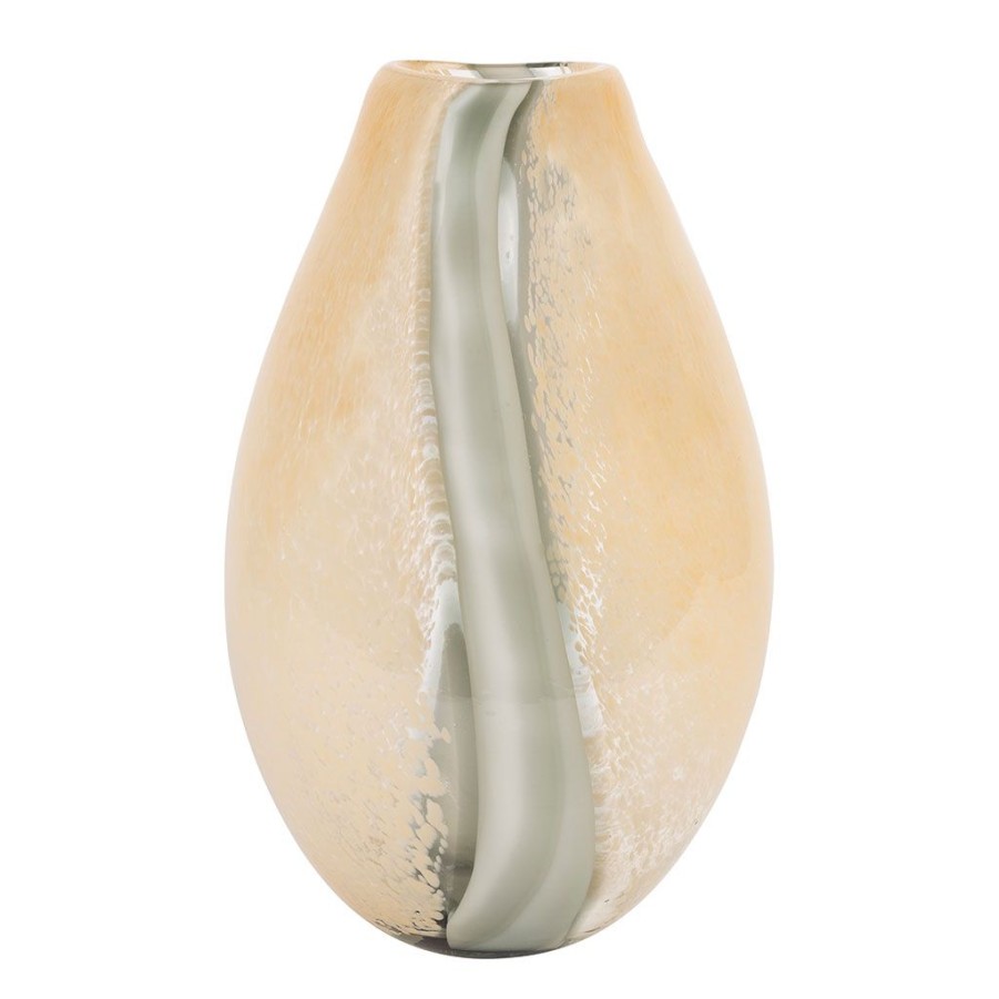 Deco Fabrique De Styles Vases Et Soliflores | Vase Coquillage En Verre Beige Et Vert H33.5Cm - Allen