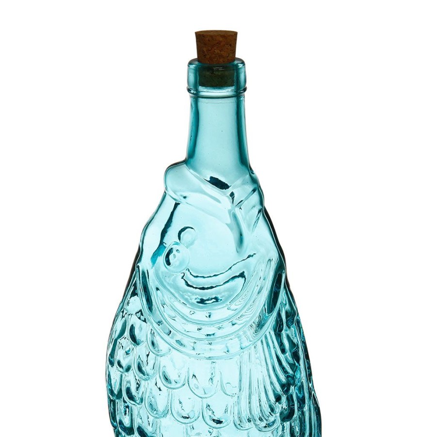 Arts De La Table Fabrique De Styles Carafes Et Pichets | Bouteille Poisson Turquoise 1.1L En Verre Recycle