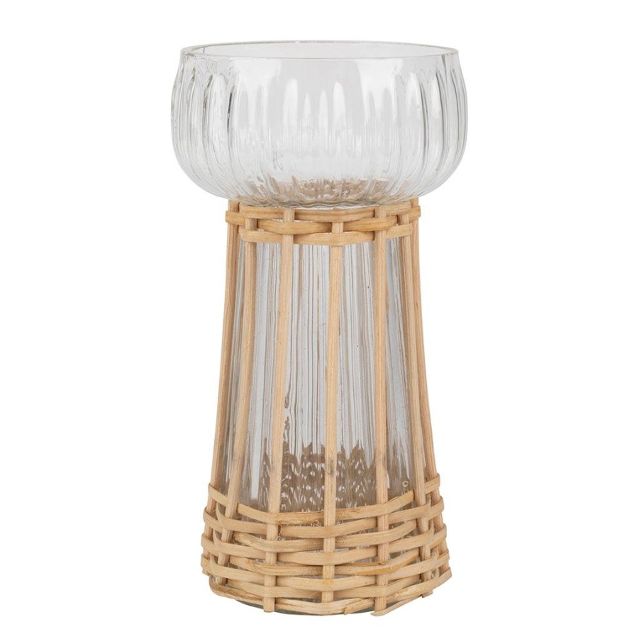 Deco Fabrique De Styles Vases Et Soliflores | Vase En Verre Et Bambou Naturel H15Cm - Vanier