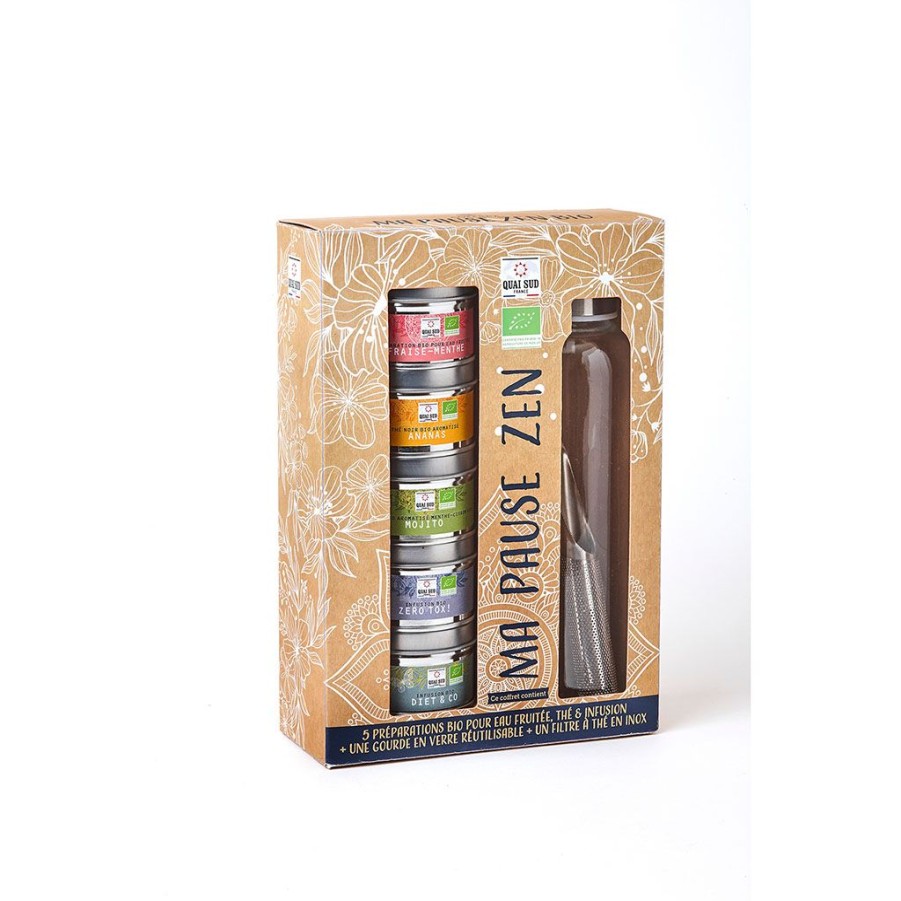 Epicerie Fabrique De Styles Cafes&Thes Et Infusions | Coffret Ma Pause Zen Bio Gourde Et 5 Boites De Thes