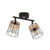 Luminaires Fabrique De Styles | Spot 2 Lumieres En Metal Et Rotin Tresse H23Cm Noir - Indah